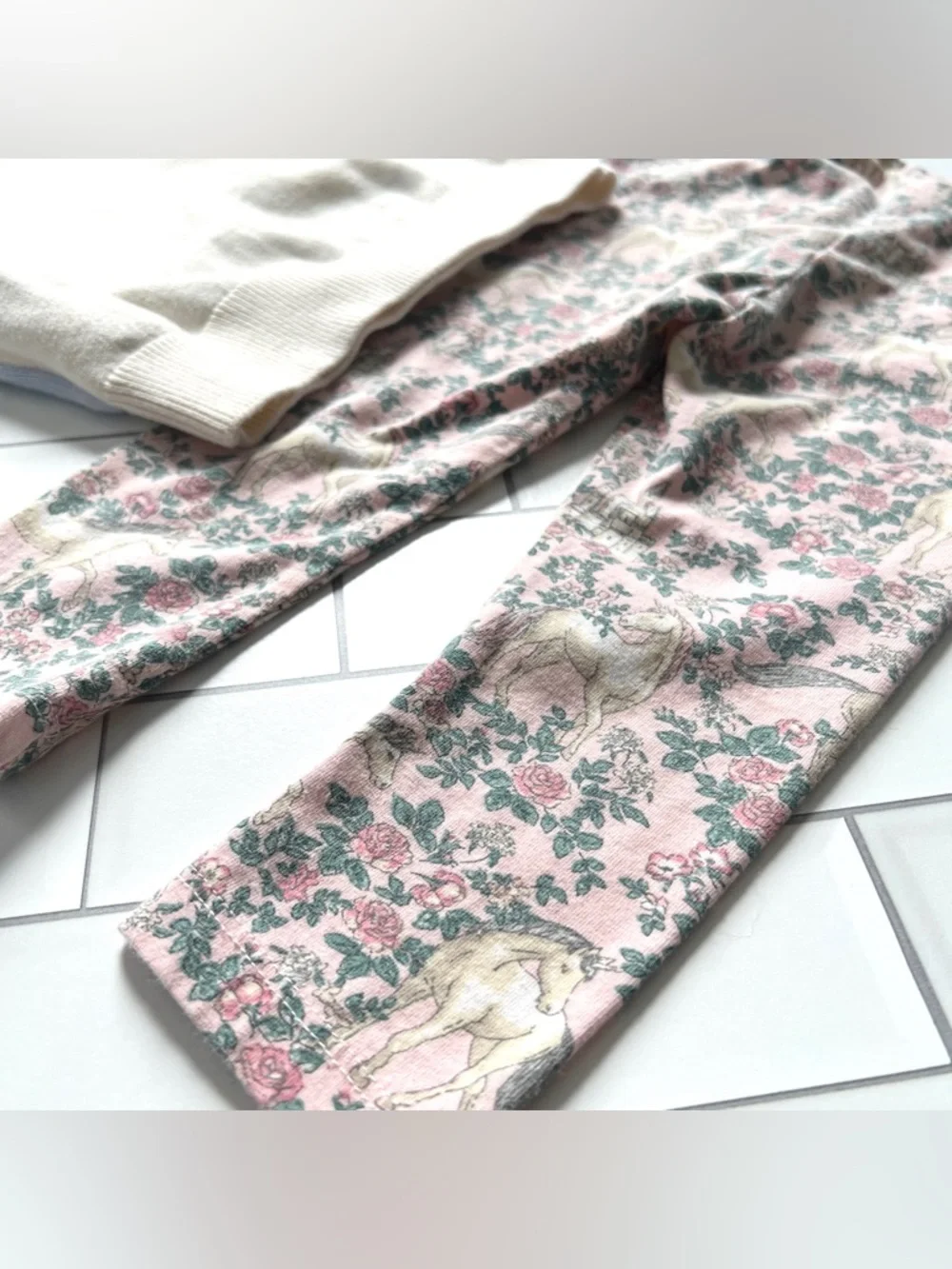 18-24M🦢 Janie & Jack Swan Lake Puff Sleeve Sweater Castle Unicorn Floral Legging